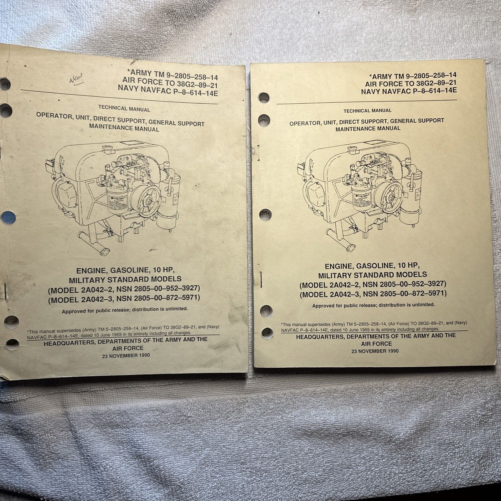 TM 9-2805-258-14 OPERATOR/MAINTENANCE MANUAL 10HP NSN 2805-00-952-3927