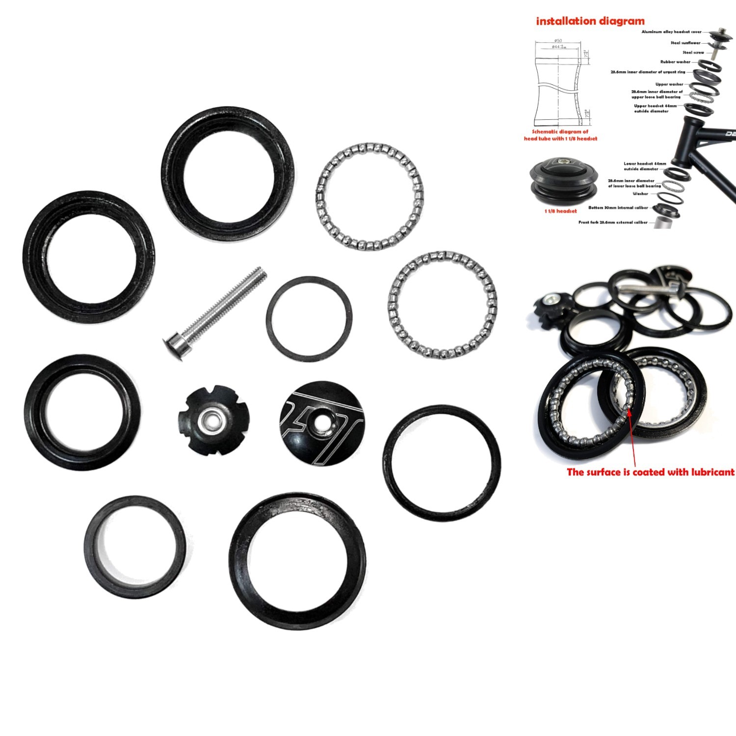1-1/8" Heavy Duty Threadless Bike Headset 34mm Sealed Bearing MTB Road BMX Steel
