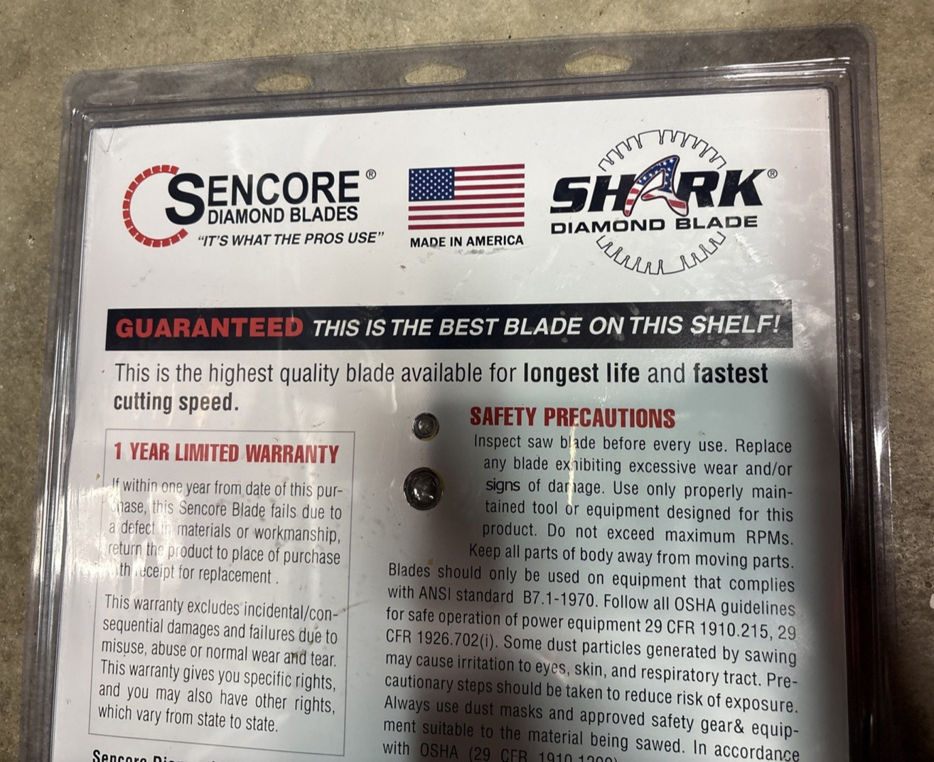 SENCORE 14" SHARK DIAMOND BLADE SEN14SHARK NEW