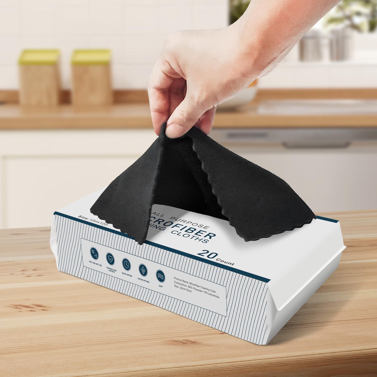 12" x 12" Black Microfiber Cleaning Cloth,40Pack Multi-Purpose Reusable Clean...