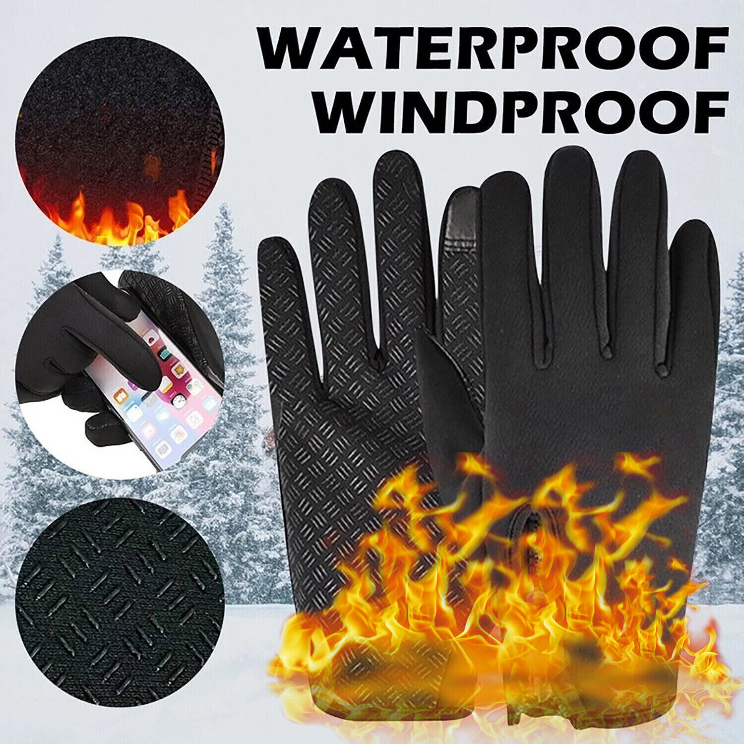 Thermal Windproof Waterproof Winter Gloves Touch Screen Warm Mittens Men Women