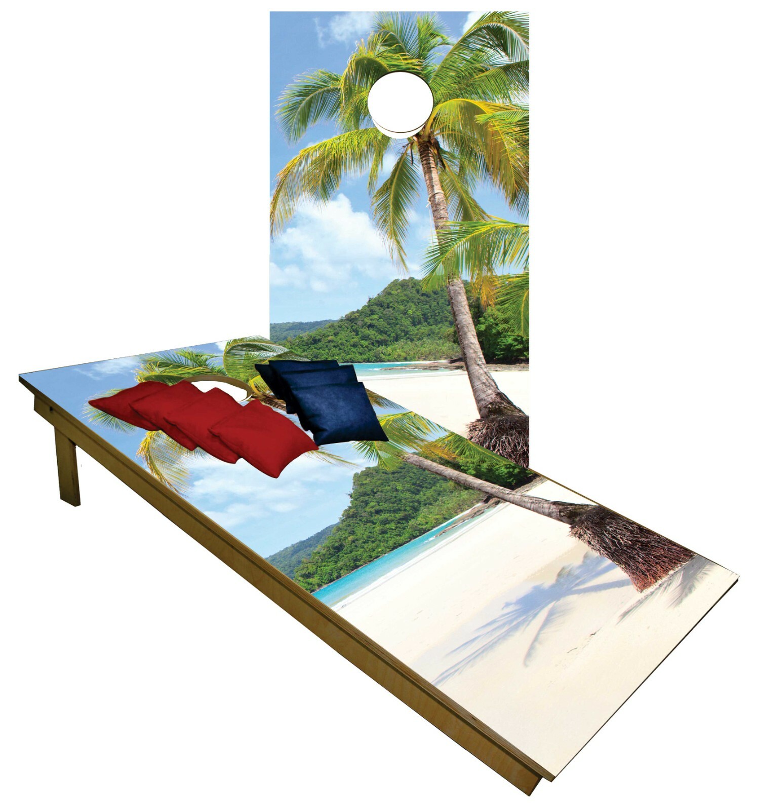 CORNHOLE Set BEANBAG TOSS GAME w Bags Palm Tree Beach Island Paradise Boards