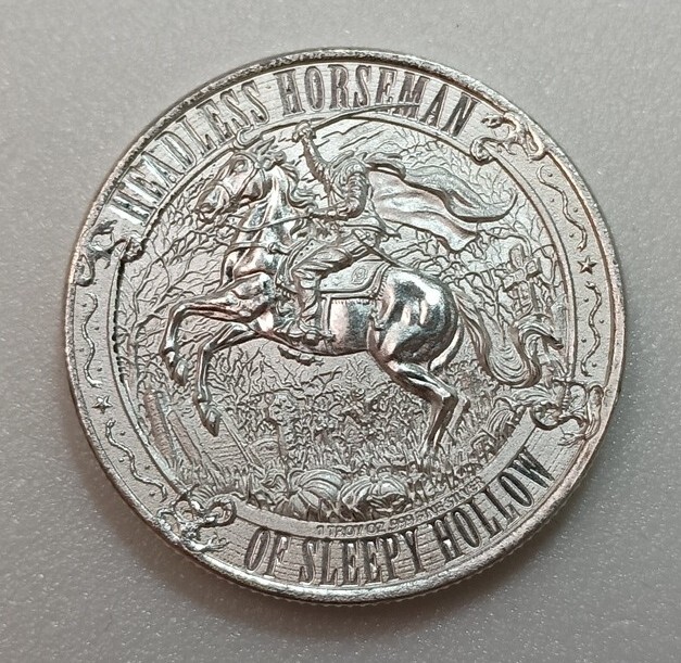 HEADLESS HORSEMAN THE LEGEND OF SLEEPY HOLLOW 1 oz 999 SILVER ROUND BU