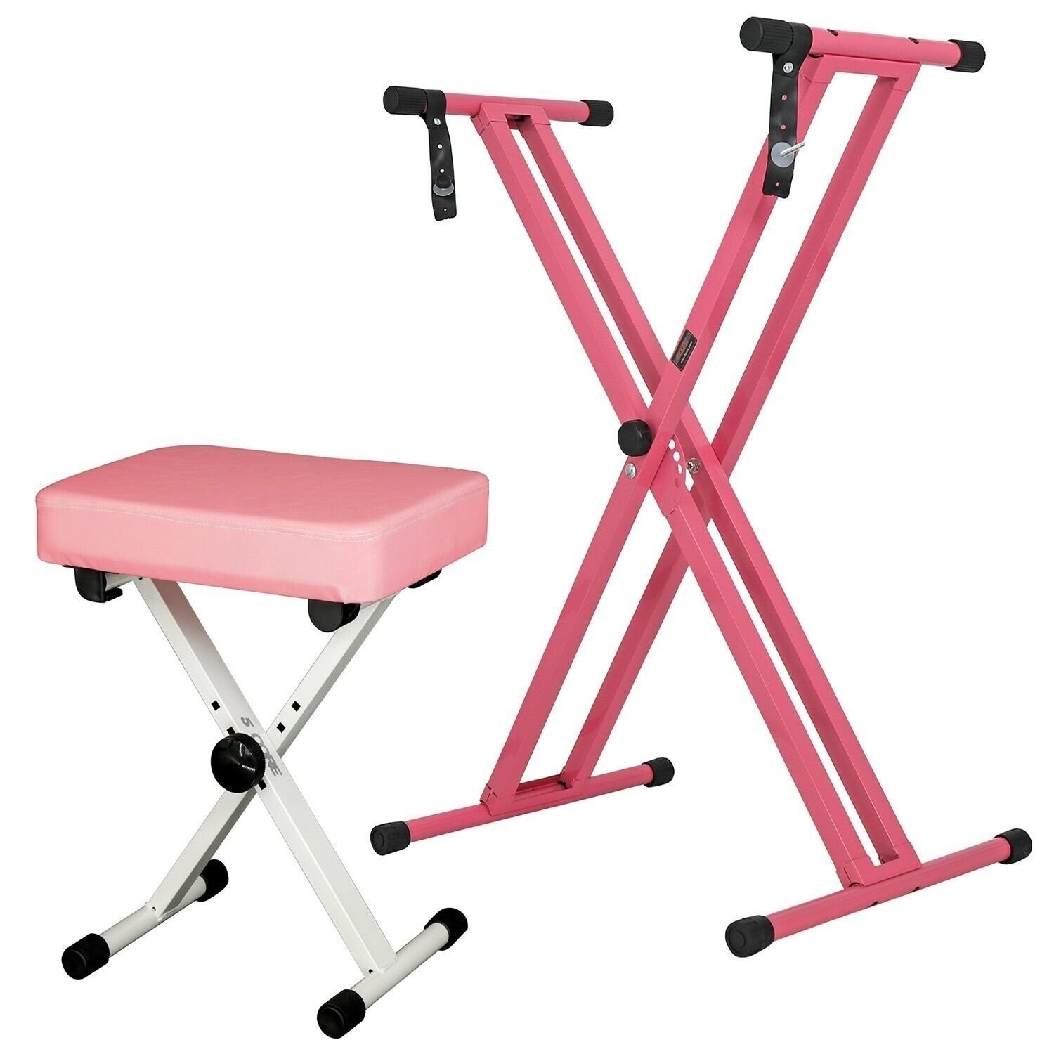 5 Core Keyboard Stand Piano Bench Set Adjustable Key Board Stands w Stool