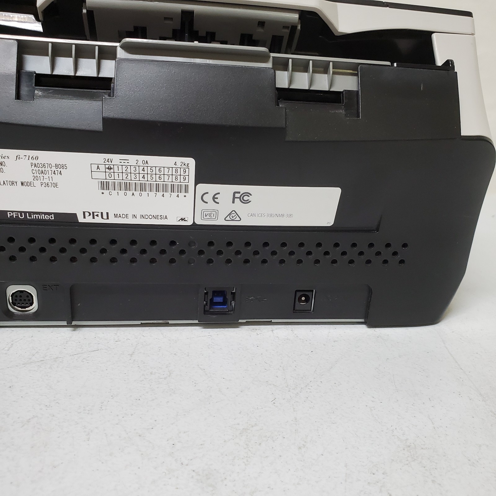 Fujitsu fi-7160 Color Document Scanner Duplex 17.1K Pgs NO ADAPTER MISSING INPUT