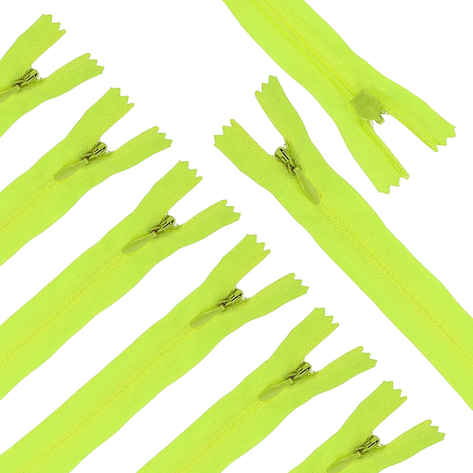 10Pcs 20" Nylon Coil Zippers, #3 Closed End Jacket Zippers, Bright Green