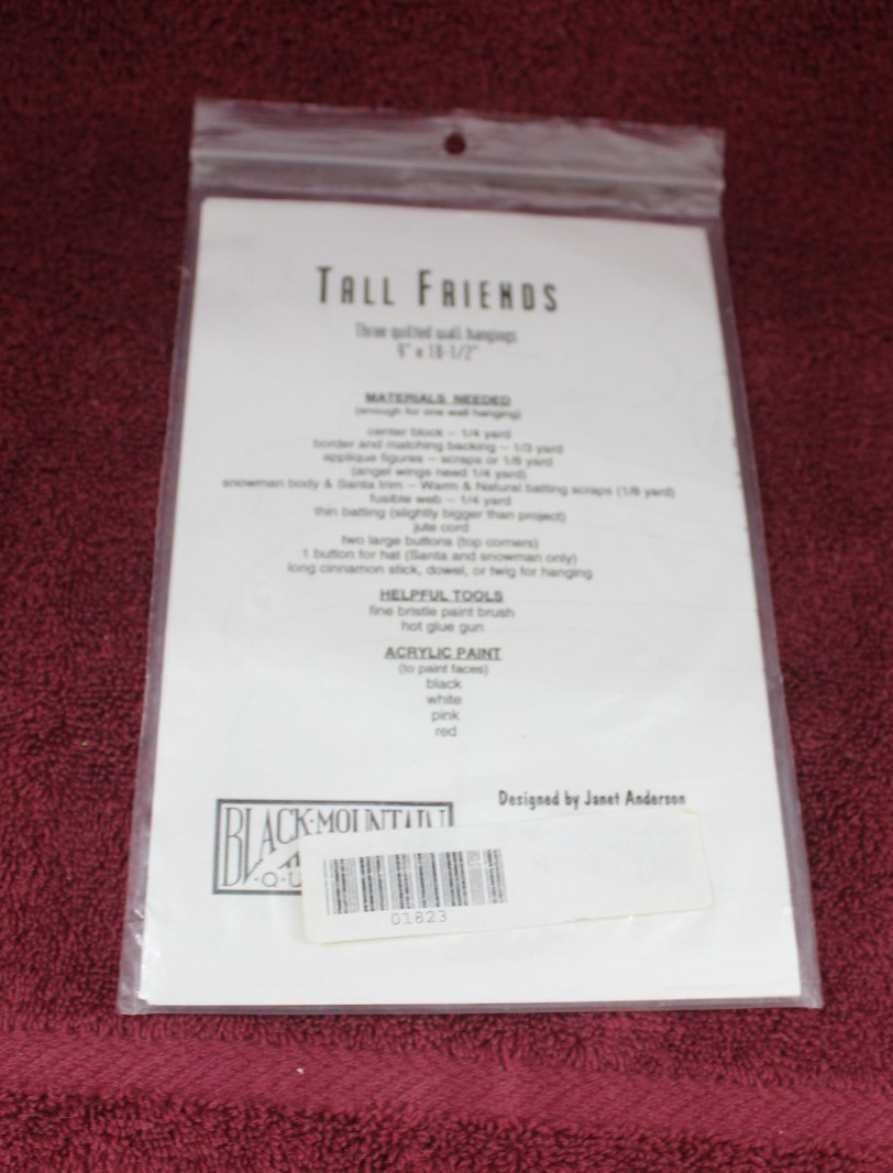 Black Mountian Quilts Quilt Pattern - Tall Friends - 9" x 18.5" each