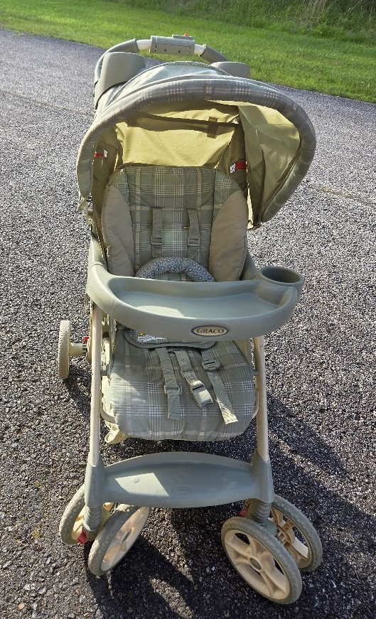 Vintage Y2K Graco Plaid Baby Stroller Travel System Green Gray Rare Retro