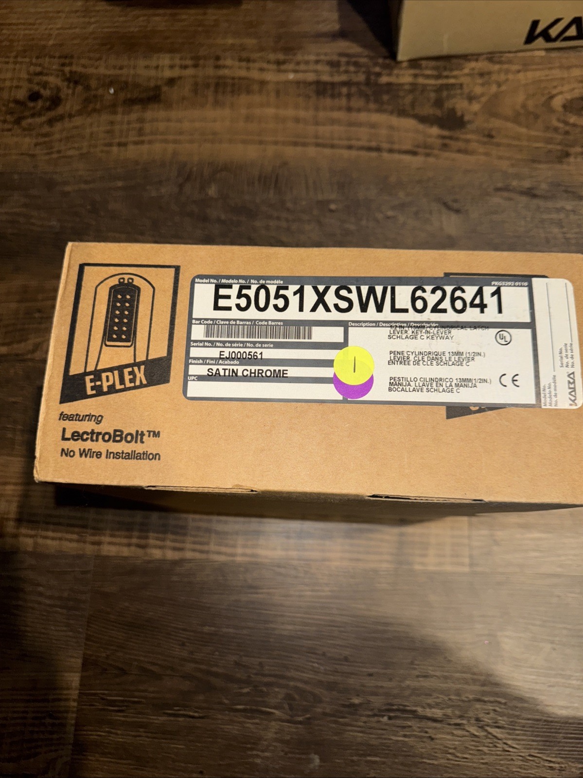 Kaba Eplex E5051xswl62641 Push Button Lock set In satin chrome