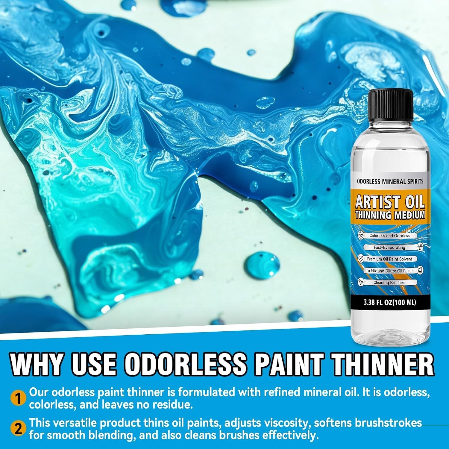Odorless Mineral Spirits 100ml, Odorless Paint Thinner for Oil Based Paint, ...
