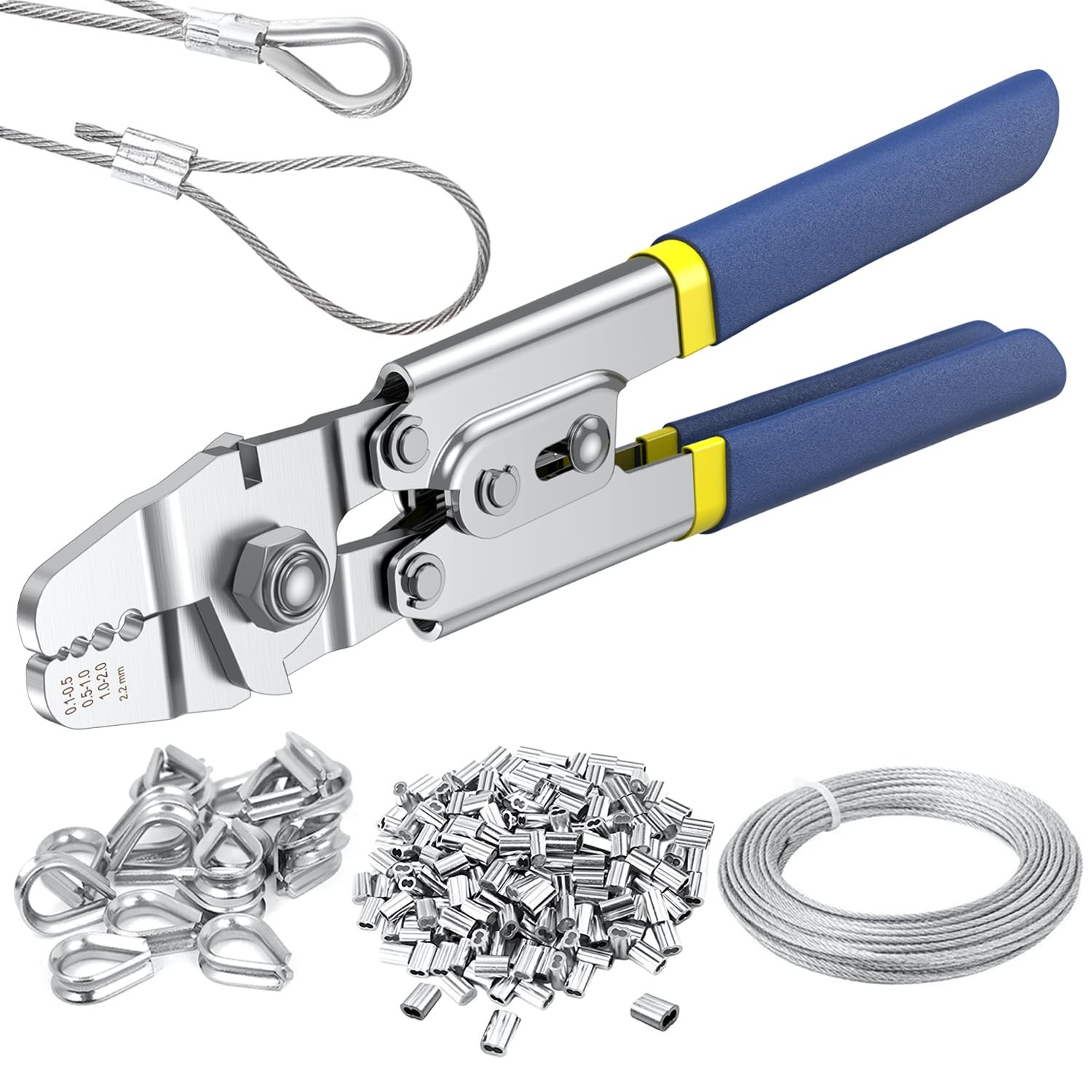 100ft Wire Rope Crimping Tool Kit Fishing Crimping Tool With 304 Stainless Steel