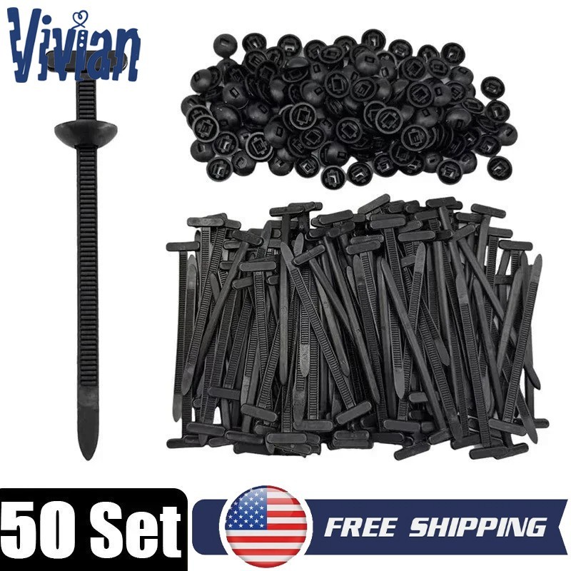100pcs Nylon Universal Cable Tie Buckle Heavy Duty Self-Locking Free Ship