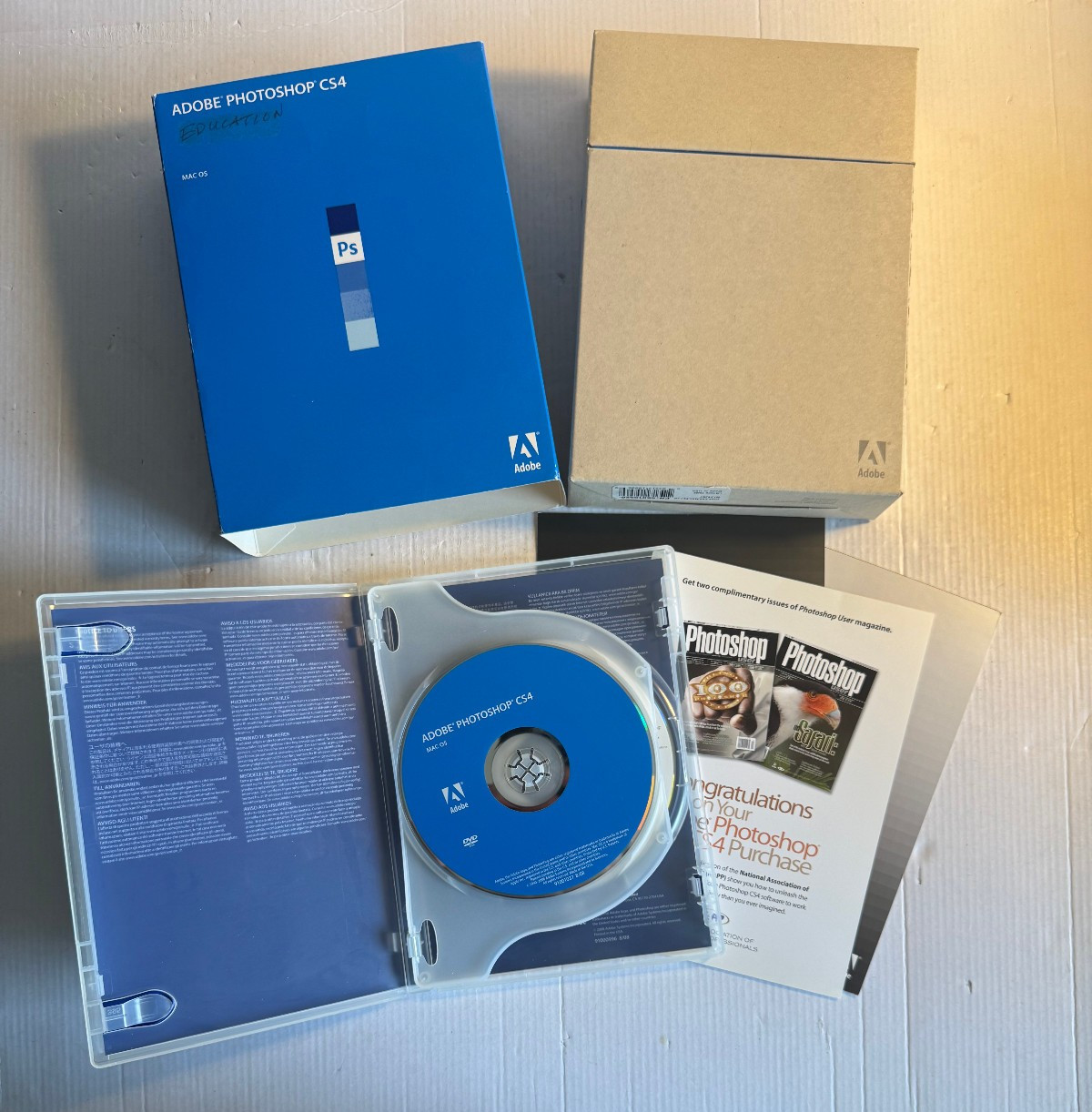 Adobe Photoshop Creative Suite 4 CS4 Mac OS Very Good 2 DVD Rom Serial Number