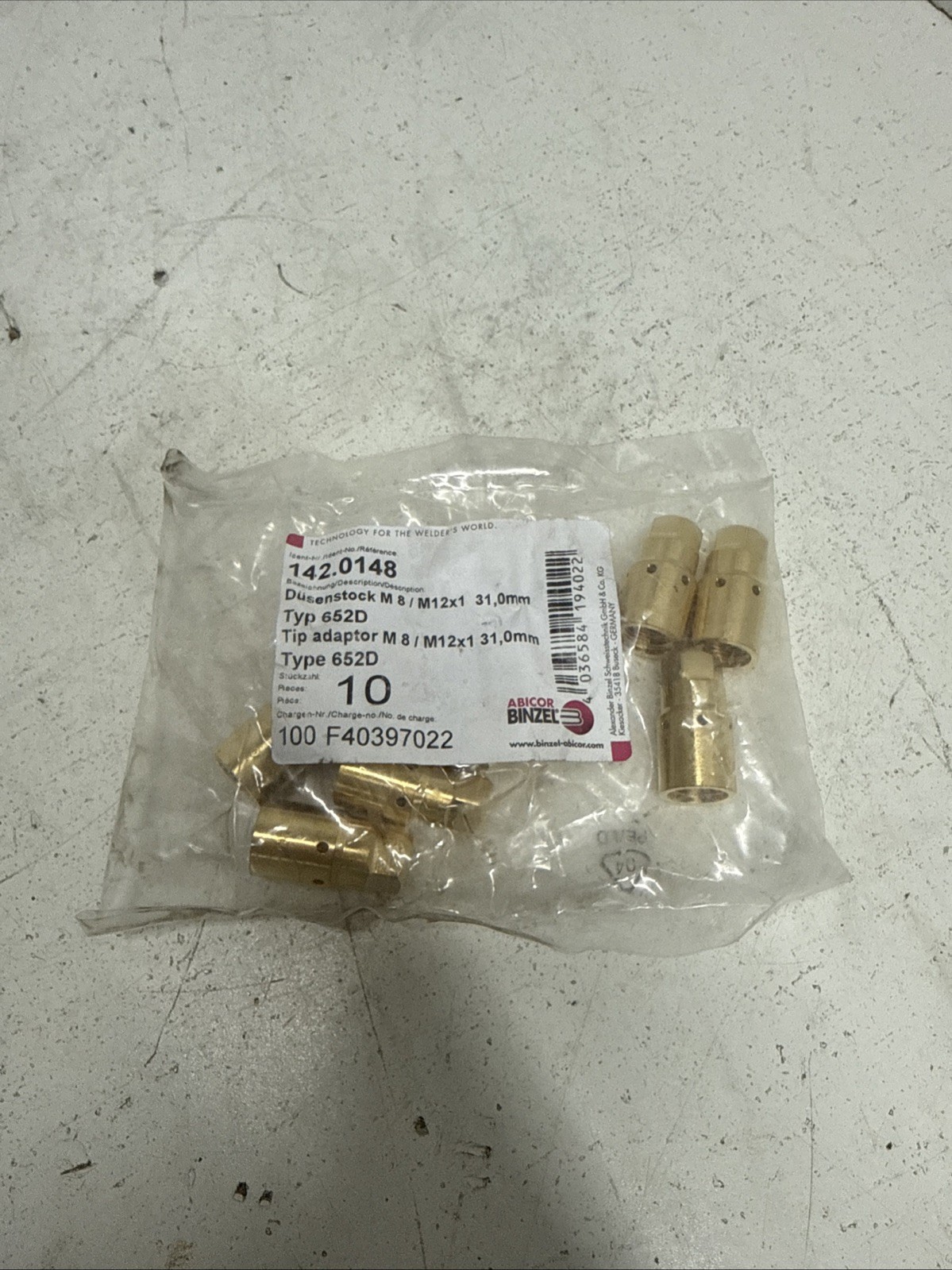 QTY-10) ABICOR BINZEL 142.0148 TIP ADAPTORS **NOS**