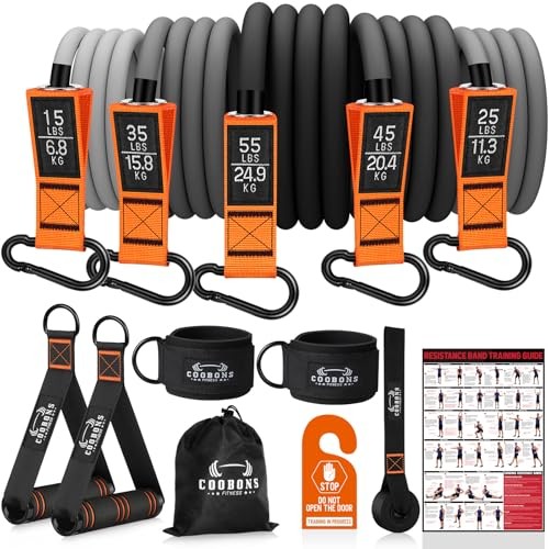 Resistance Bands with Handles, 175lb Exercise Bands for Working Out, 175LBS