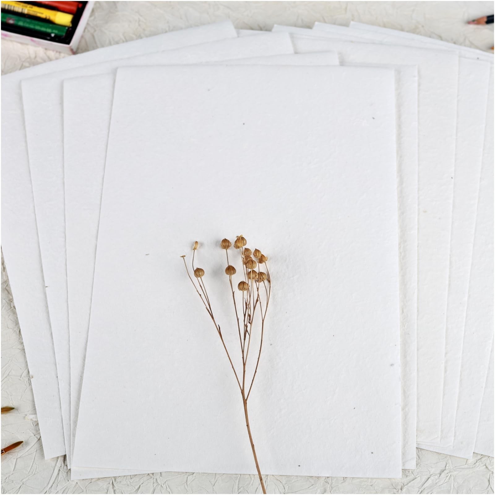 A4 Handmade Textured Paper, 10 Sheets Thick Ivory Dongba Papers for DIY Journ...