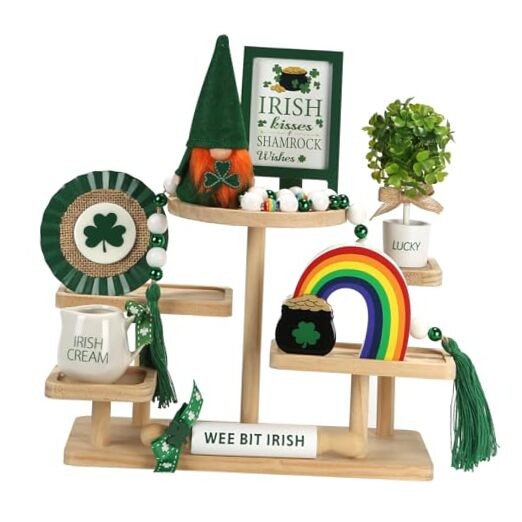 8 Pieces St Patrick's Day Tiered Tray Decor, Saint Patricks Home St. Patrick