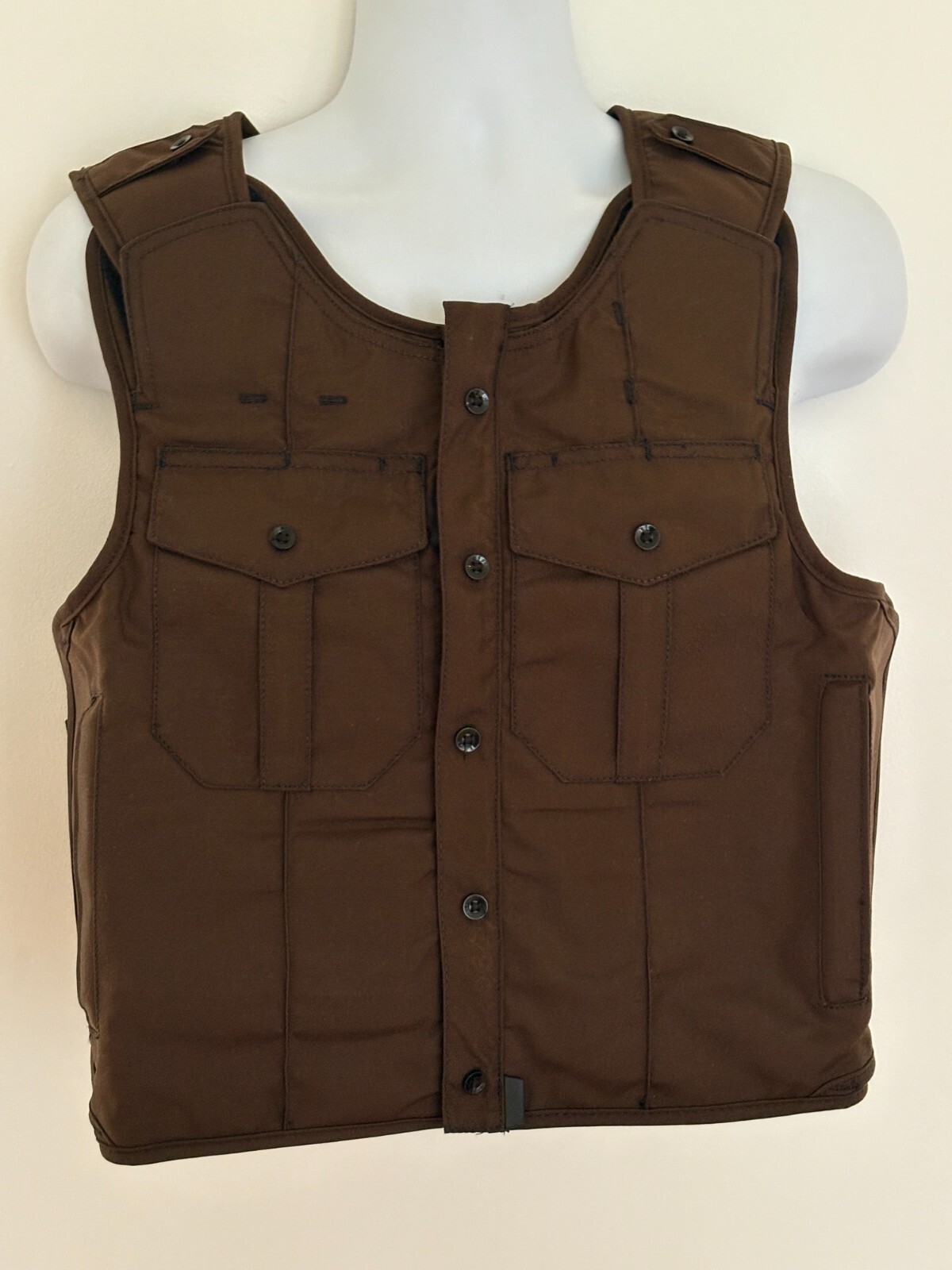 SAFARILAND Male U1 Clean Uniform Shirt Armor Carrier Front Open 2 Pocket L Brown