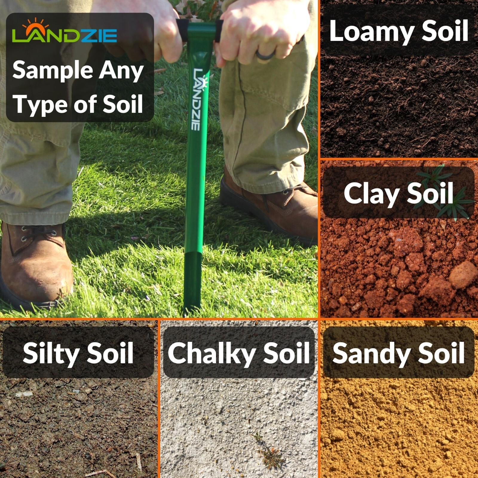 Landzie Soil Sample Probe- T-Handle Soil Test Kits - Steel Frame Soil Sampler