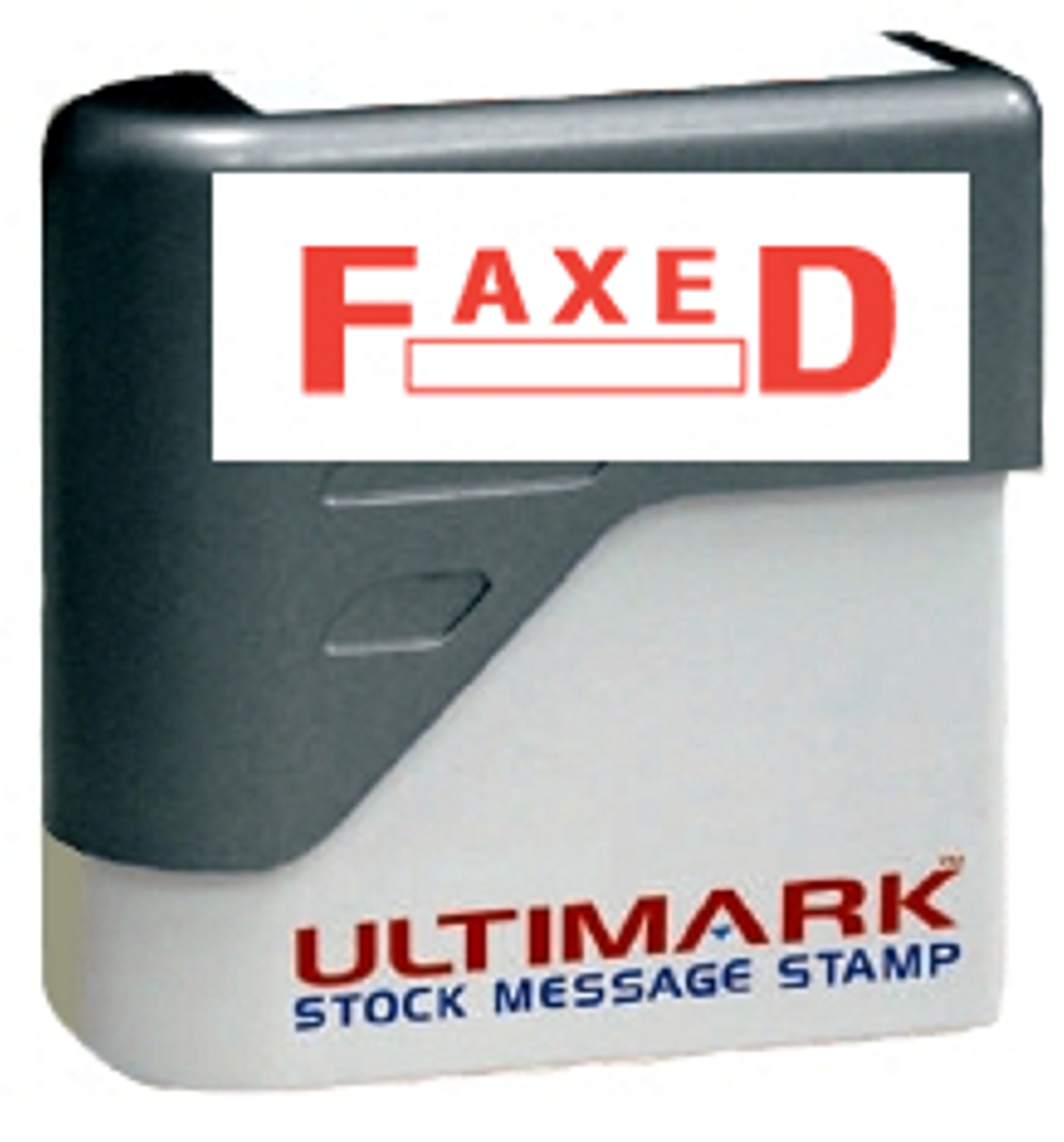 FAXED stamp text with Date Box on Ultimark Pre-inked Message Stamp with Red Ink