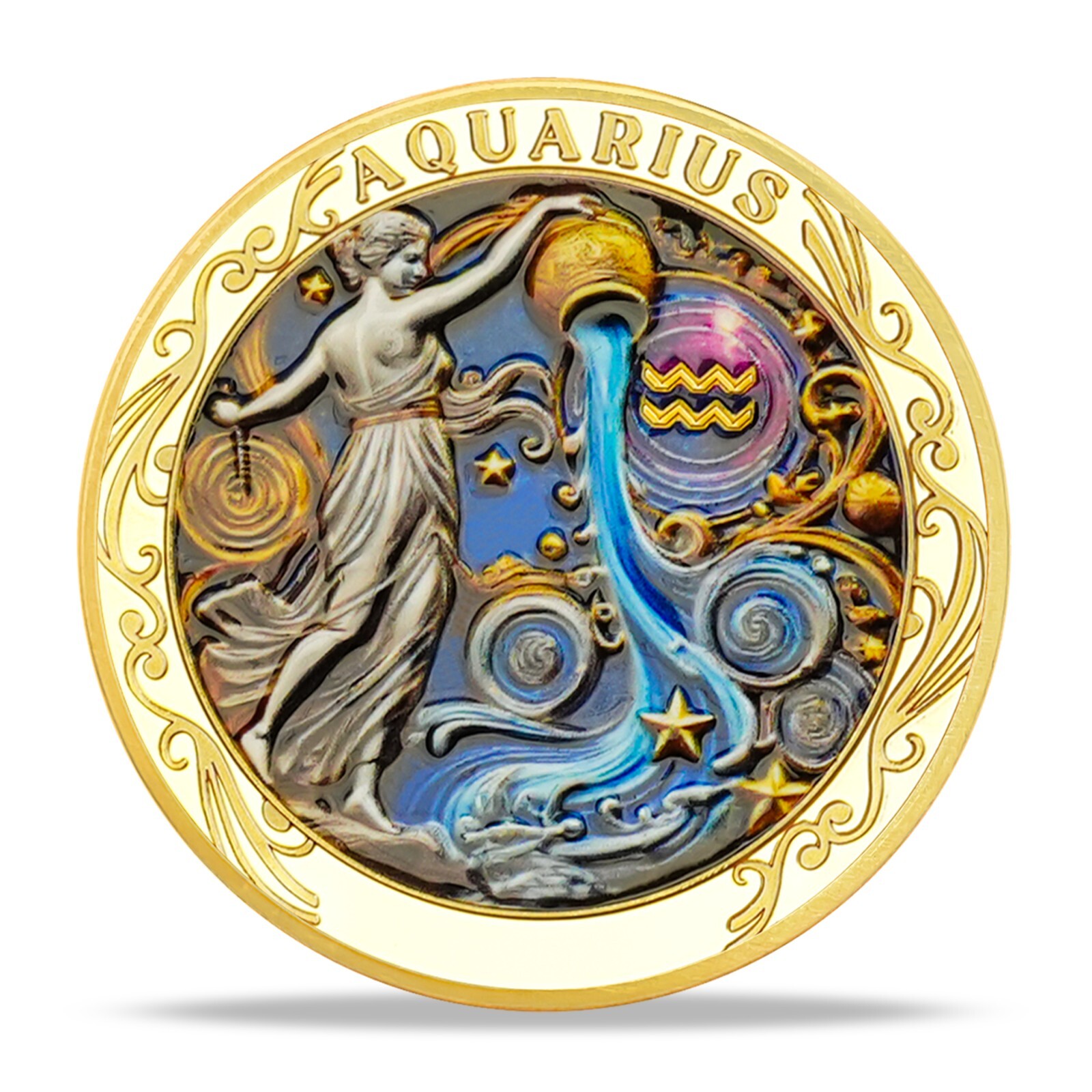 Aquarius Zodiac Astrology Token Constellation Collectible Coin Art Gift for All