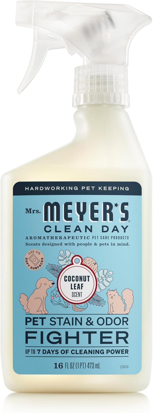 Mrs Meyers Pet Stain & Odor Fighter Spray Coconut Leaf Scent Enzyme 16oz