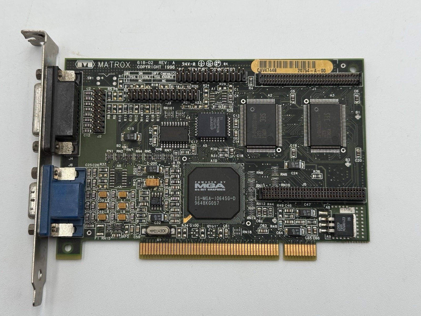 MATROX MGA-MYST/2/GAT SDRAM PCI VGA 618-02 REV A CARD Tested