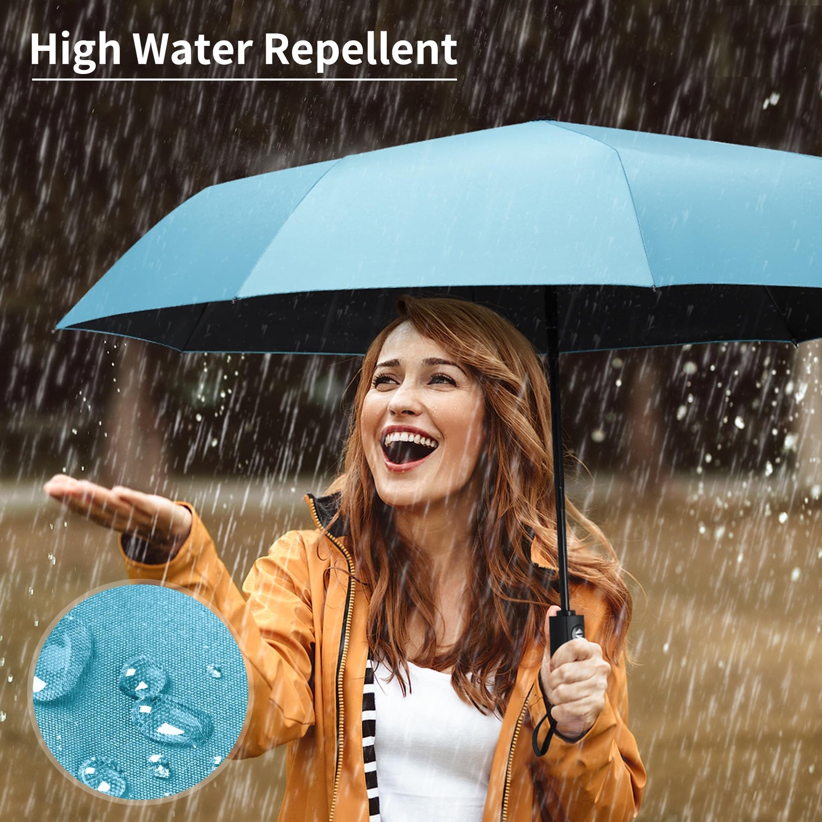Windproof Travel Umbrella Automatic Compact Folding UV Protection Umbrella