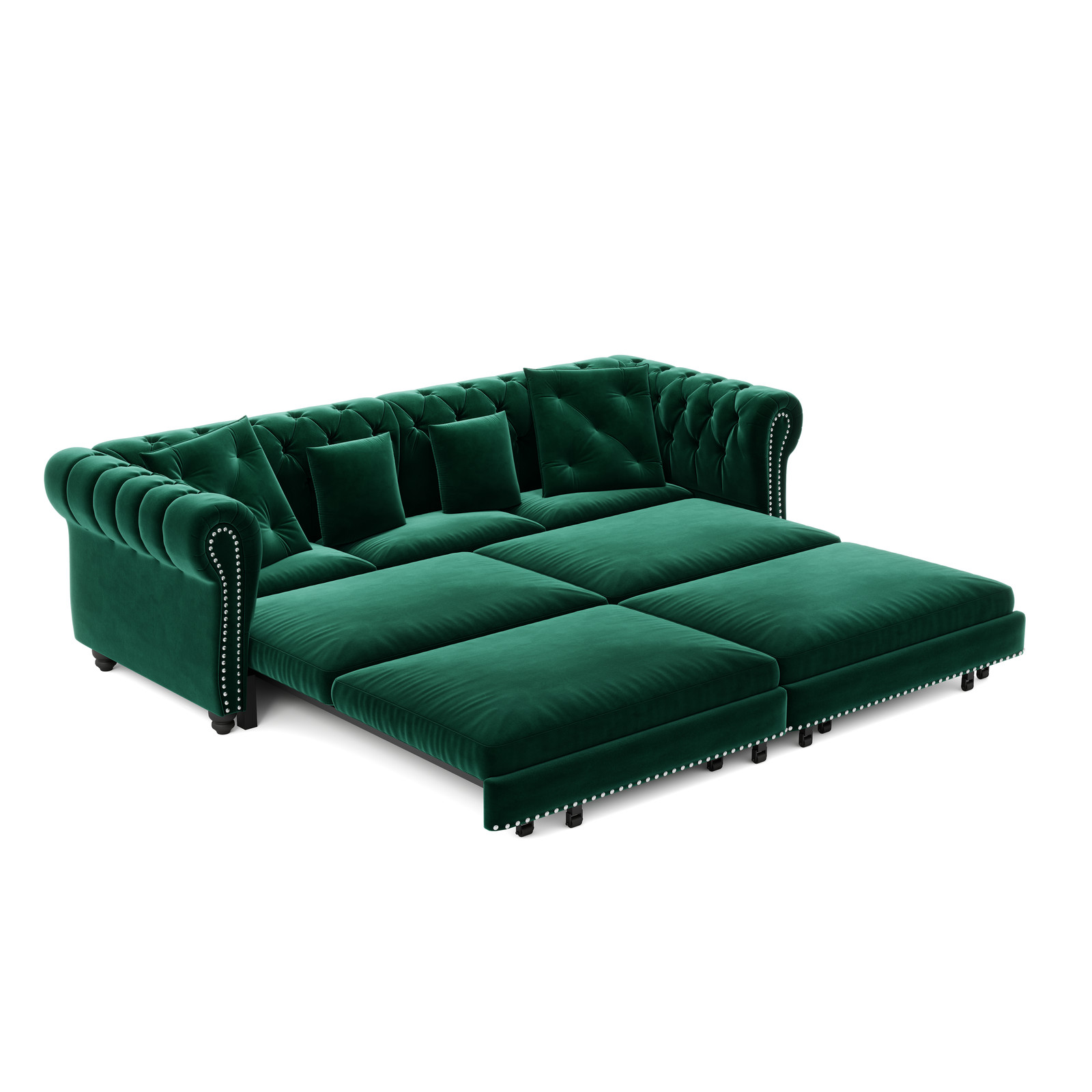 Chesterfield Sofa, 89 " W 3-in-1 Pull-Out Sofa Bed, Convertible Sleeper Sofa Bed