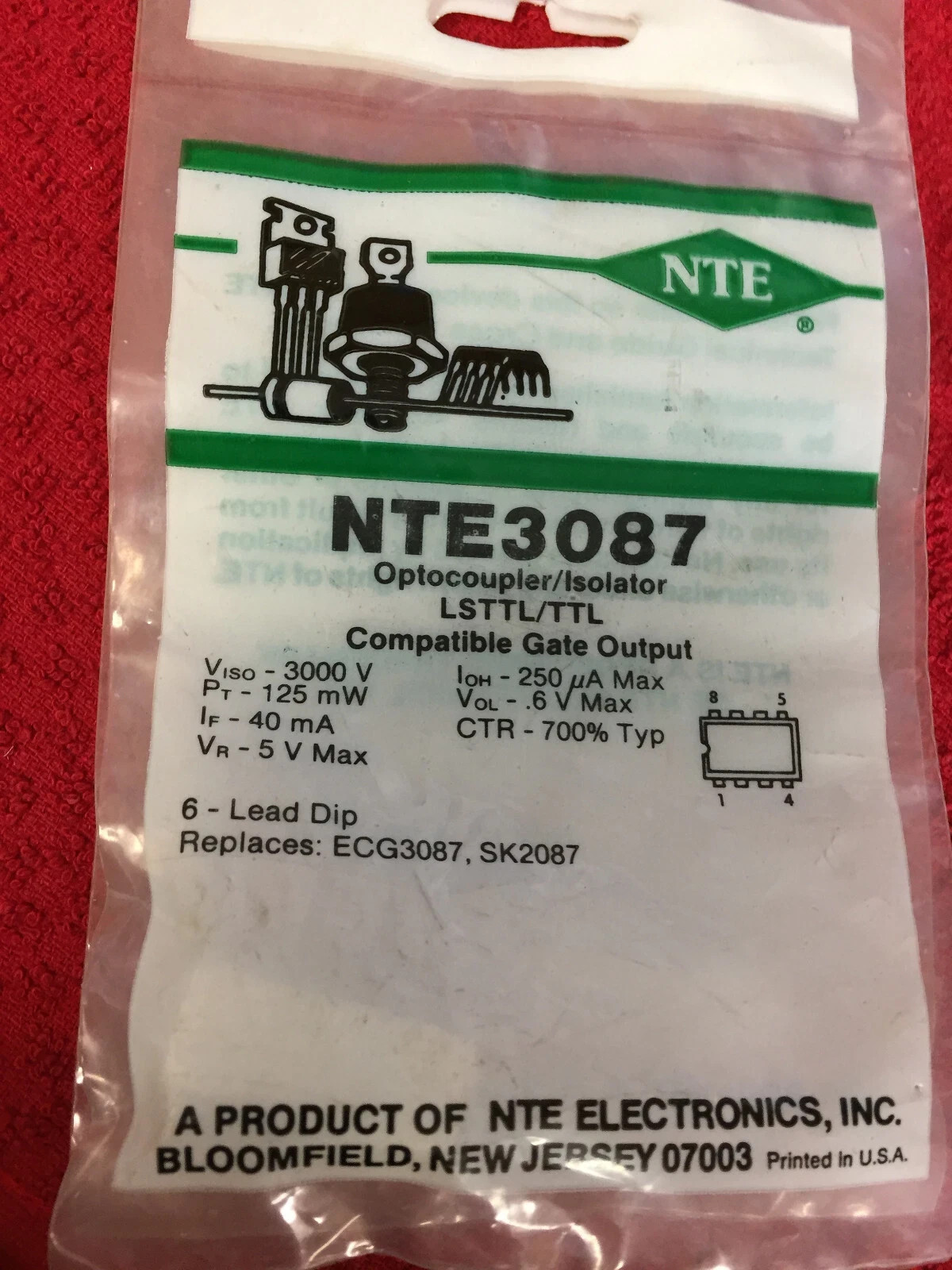NTE3087 	 OPTOISO 2500VRMS 1CH TRI 8MINDIP