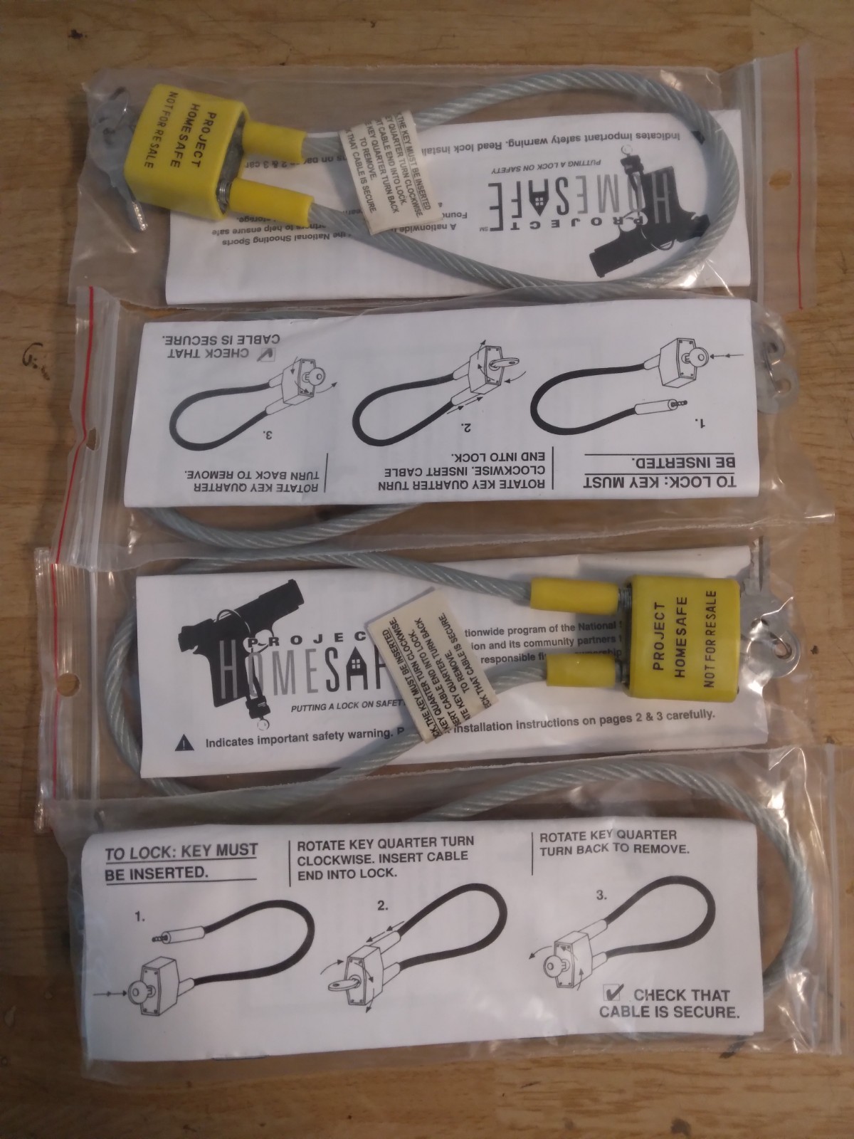 Lot Of 4 Cable Gun Locks Project Homesafe Child Safe Gun Locks ! Free Shipping