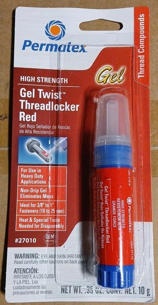 Permatex 27010 Gel Twist Red Threadlocker - High Strength - 0.35oz/10g