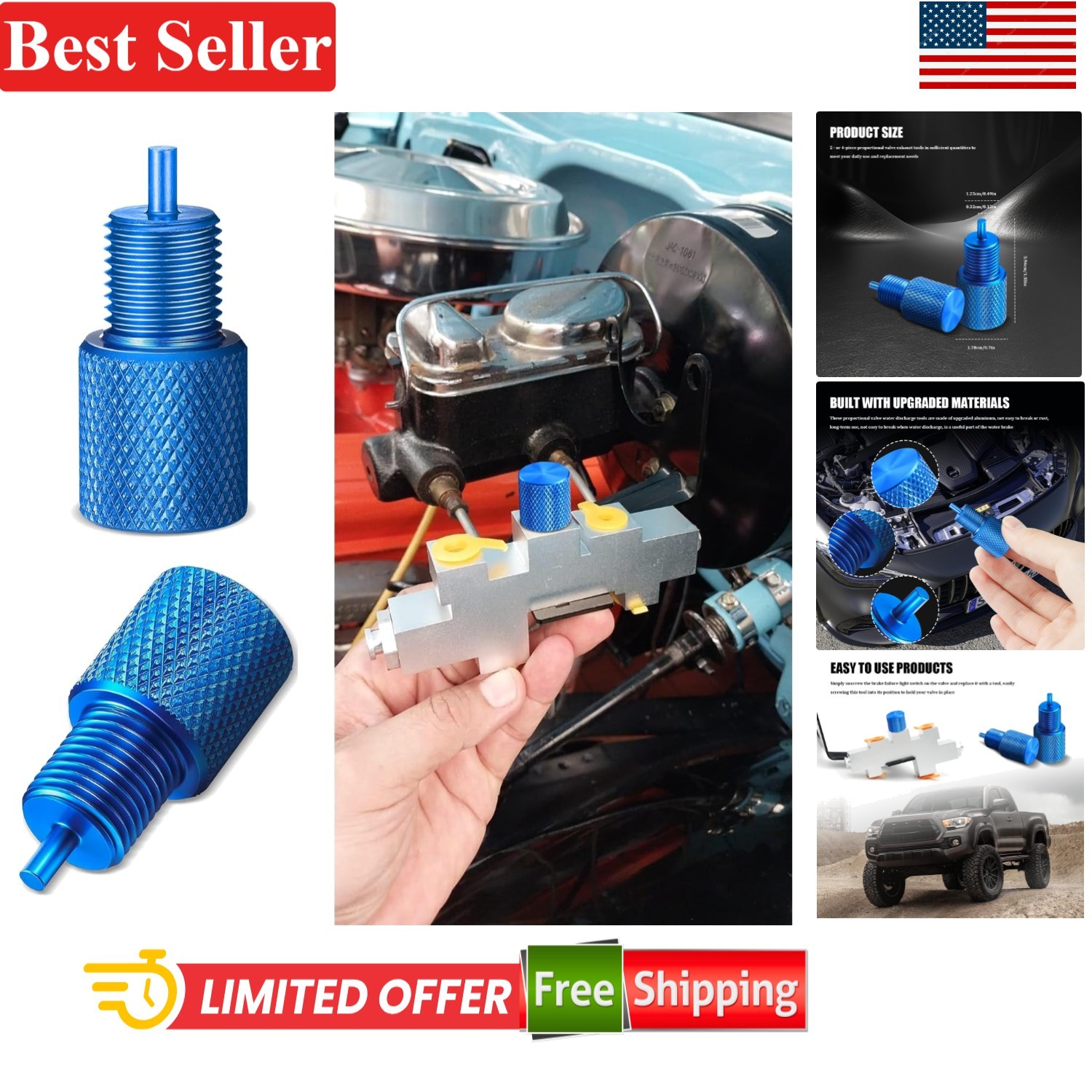 Brake Proportioning Valve Bleeder Tool Set Compatible with GM PV2 PV4 2 Pcs