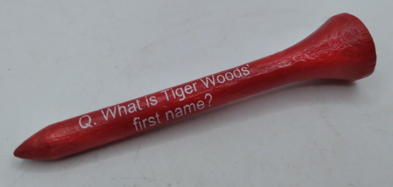 Tiger Woods Q&A Red Wooden Golf Tee Eldrick Oddball Collectable Rare