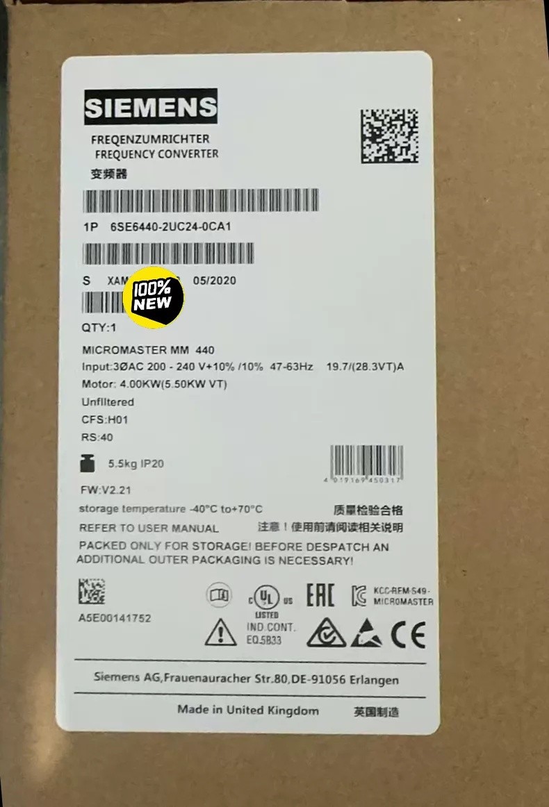 6SE6440-2UC24-0CA1 PRO SIEMENS 6SE6 440-2UC24-0CA1 MICROMASTER 440 200-240 V 4kW