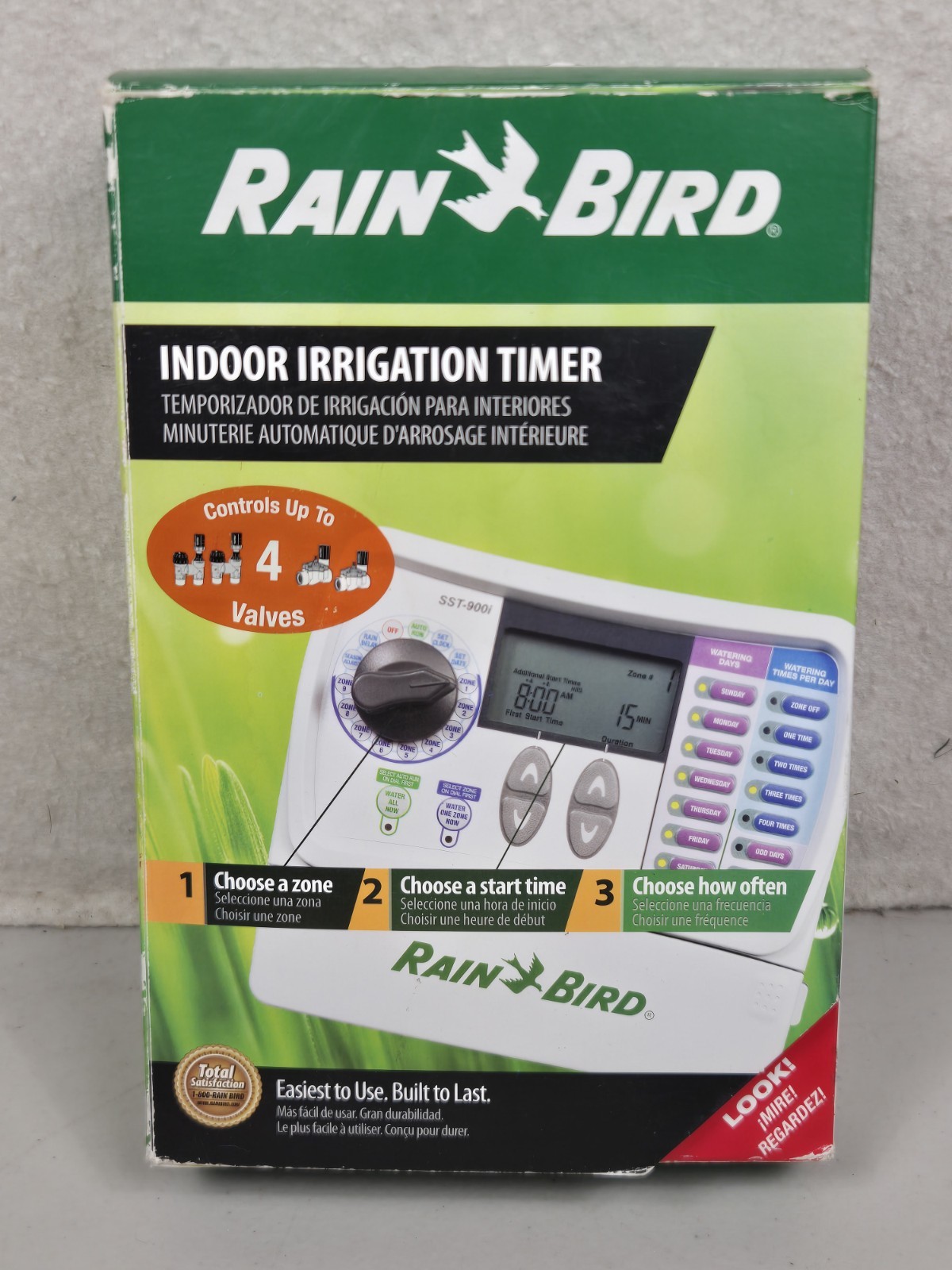 Rain Bird SST-400i Indoor Irrigation Timer 4 Zone, Simple to Set