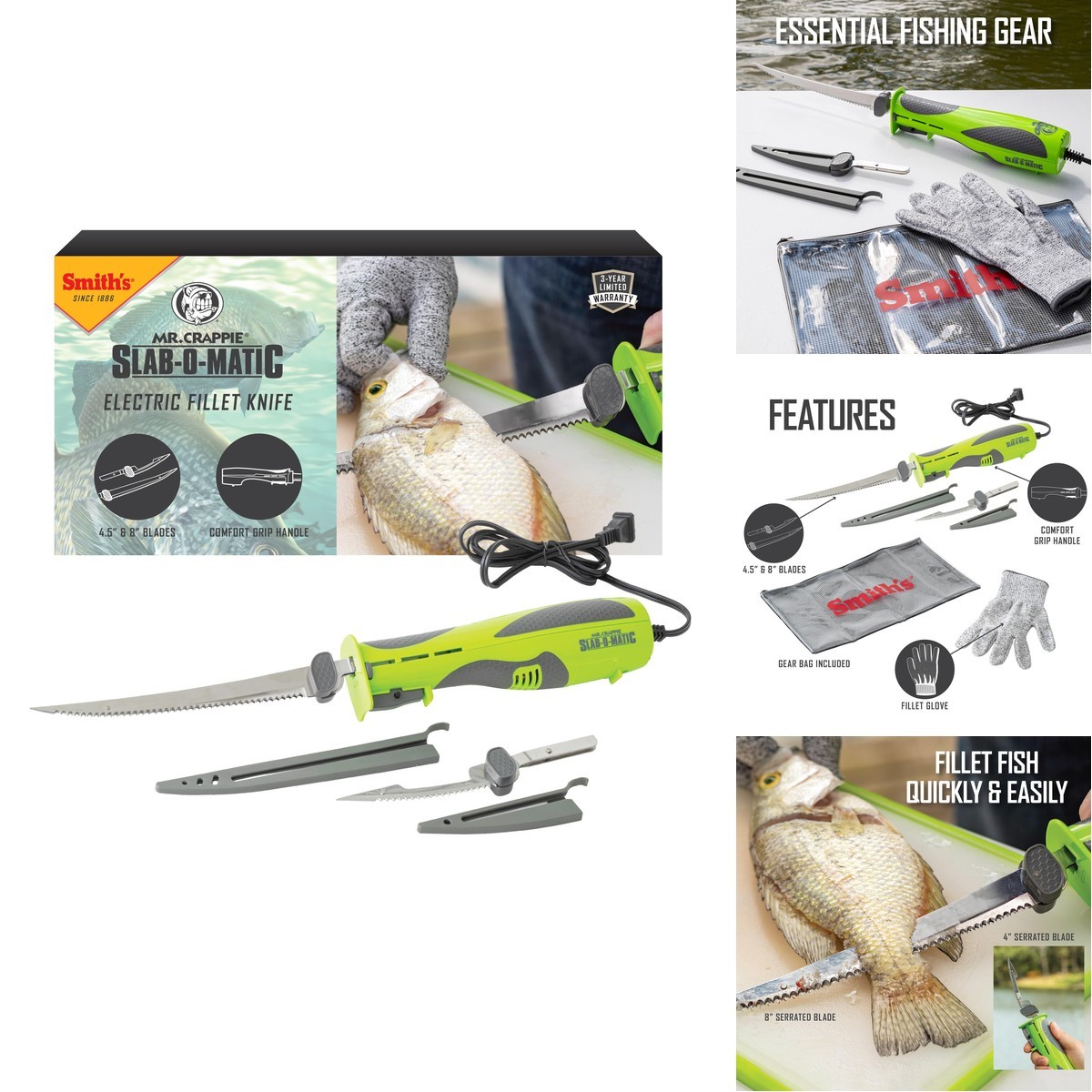 Smith'S Smiths Mr. Crappie Slab-O-Matic Electric Fillet Knife - Removable 8 4.5