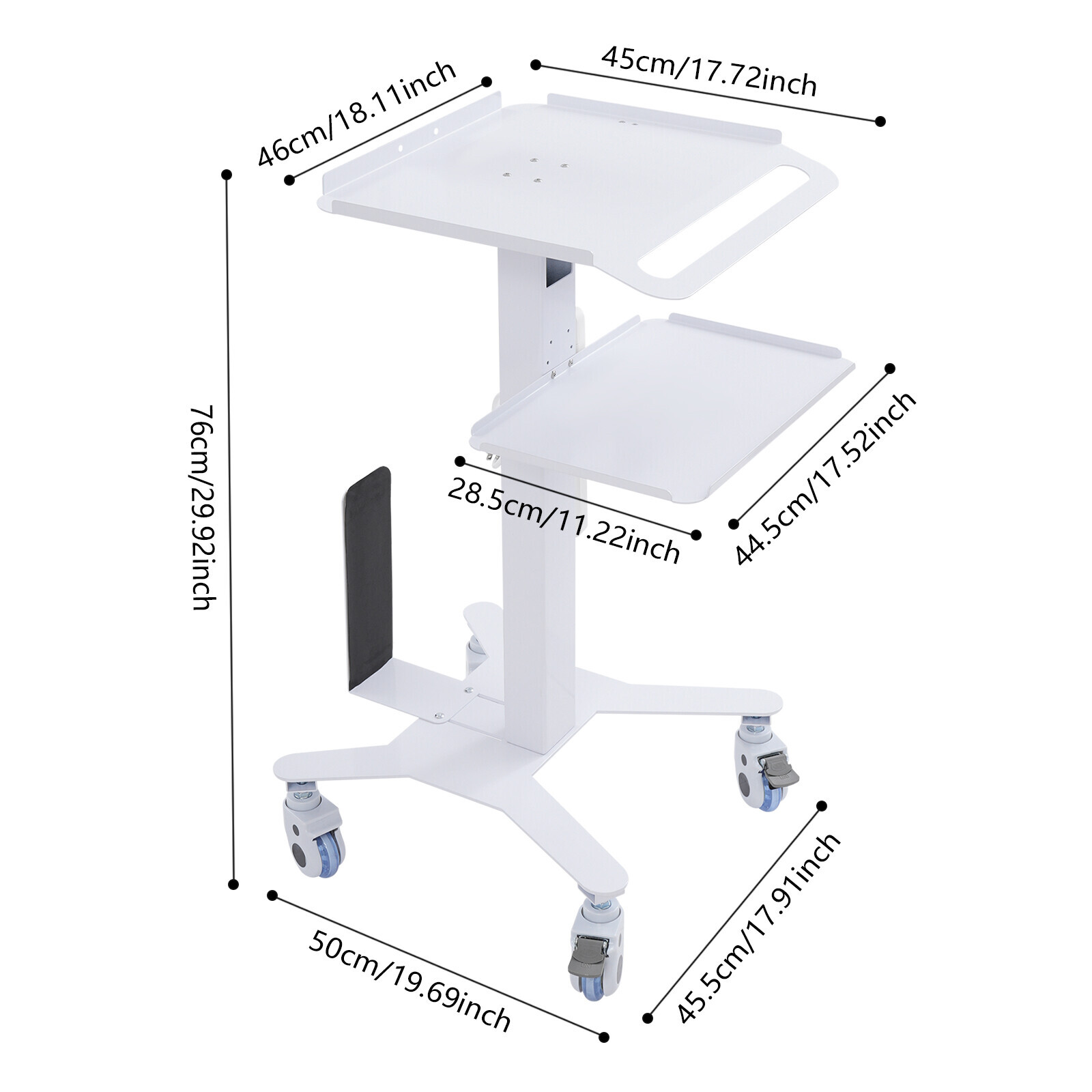 Adjustable Rolling Computer Cart, Mobile Standing Workstation, Mobile Cart
