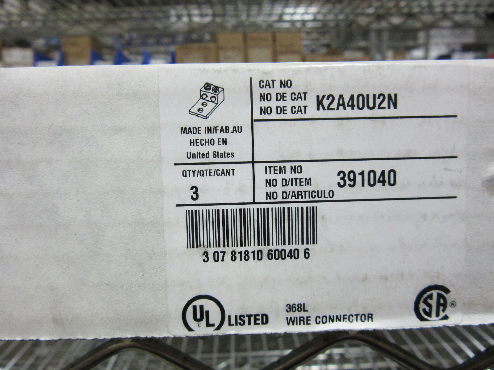 Burndy K2A40U2N Heavy Duty Aluminum Lug for two 300-800 KCMIL Cables AL/CU NEW!!