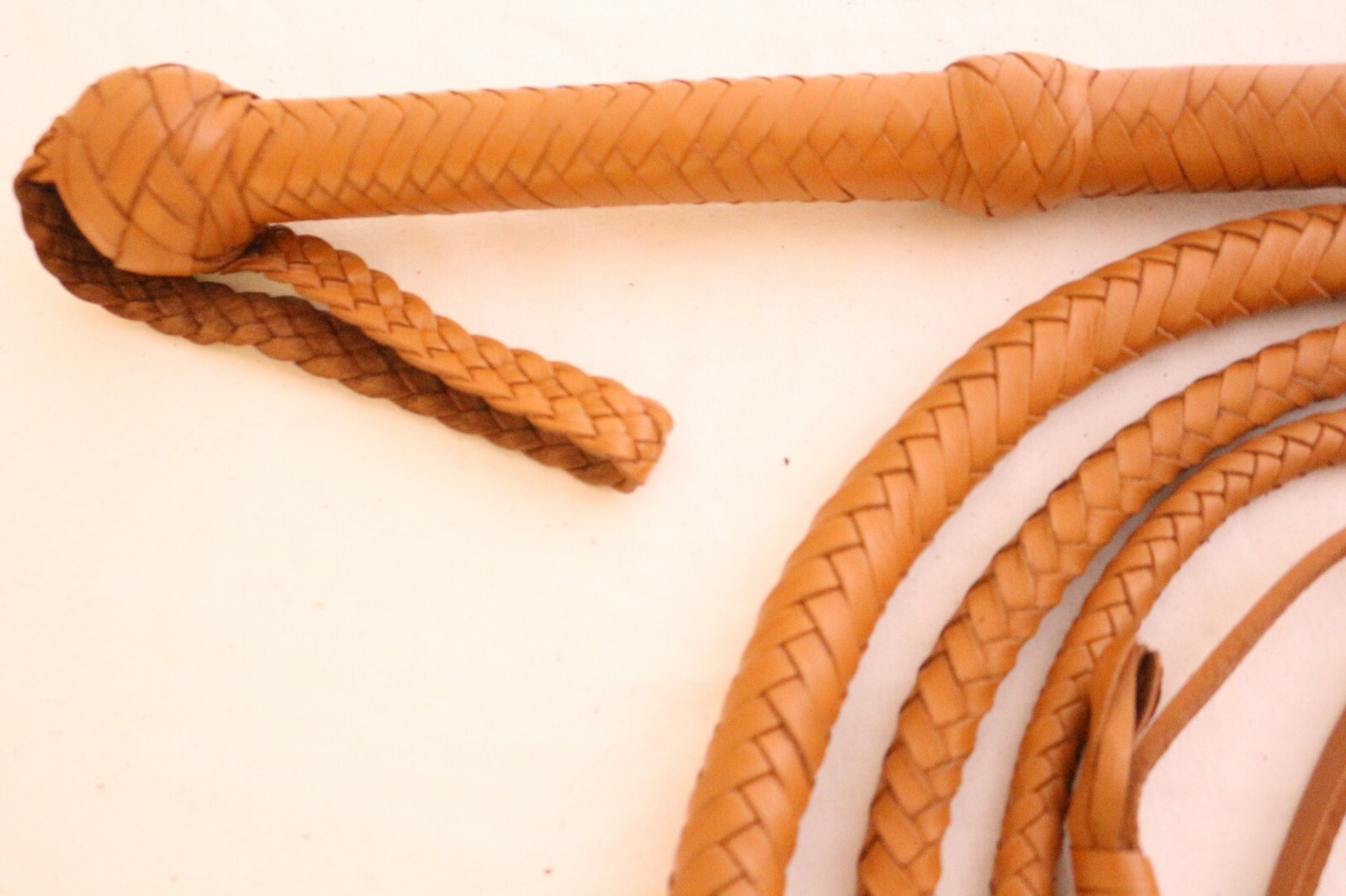 Genuine Leather BullWhip 12 Feet, 12 Plaited, Tan Brown, Heavy Duty Bull Whip