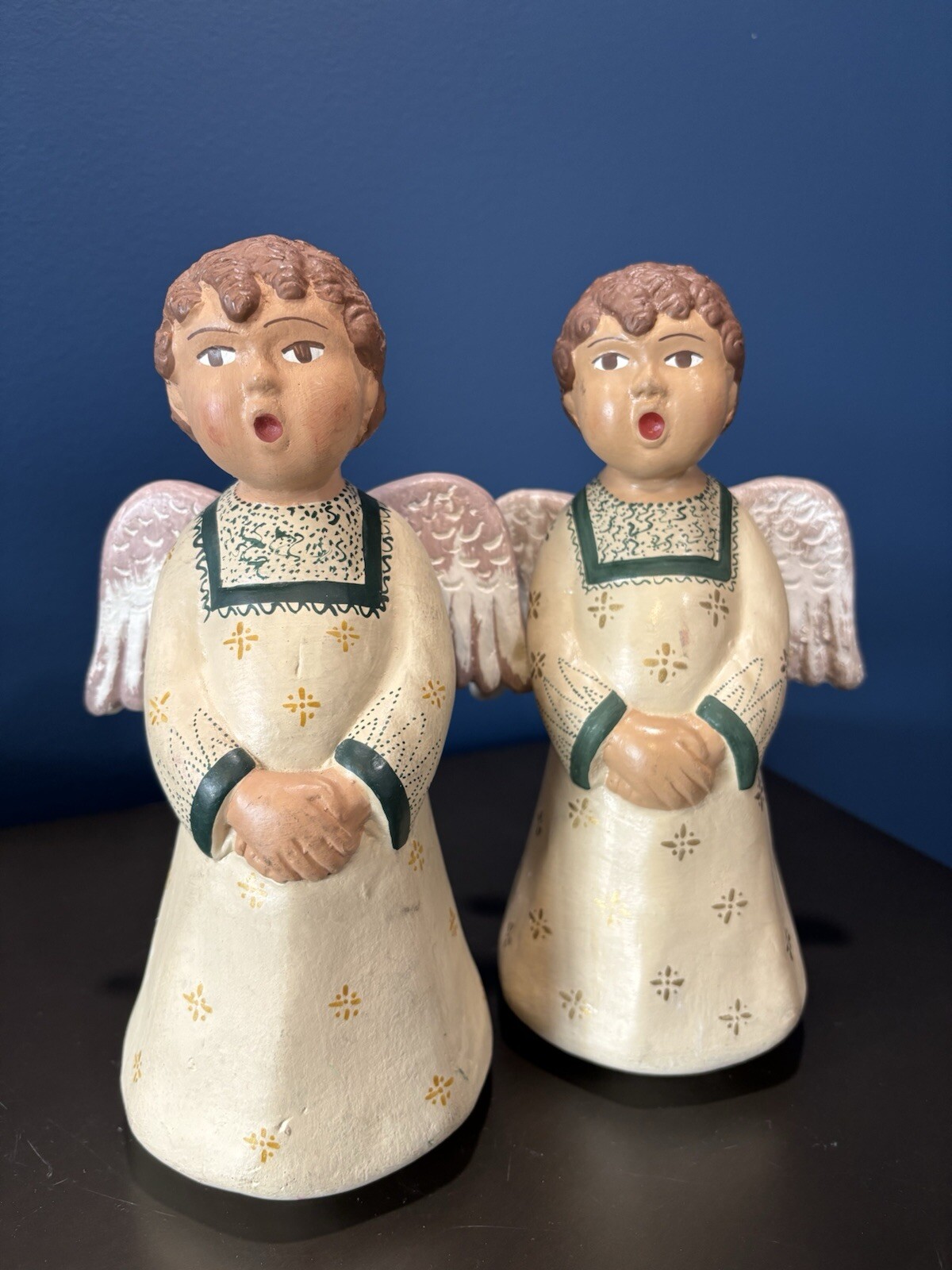 Vintage Ten Thousand Villages Angel Candleholders Clay Folk Art Peru (2)