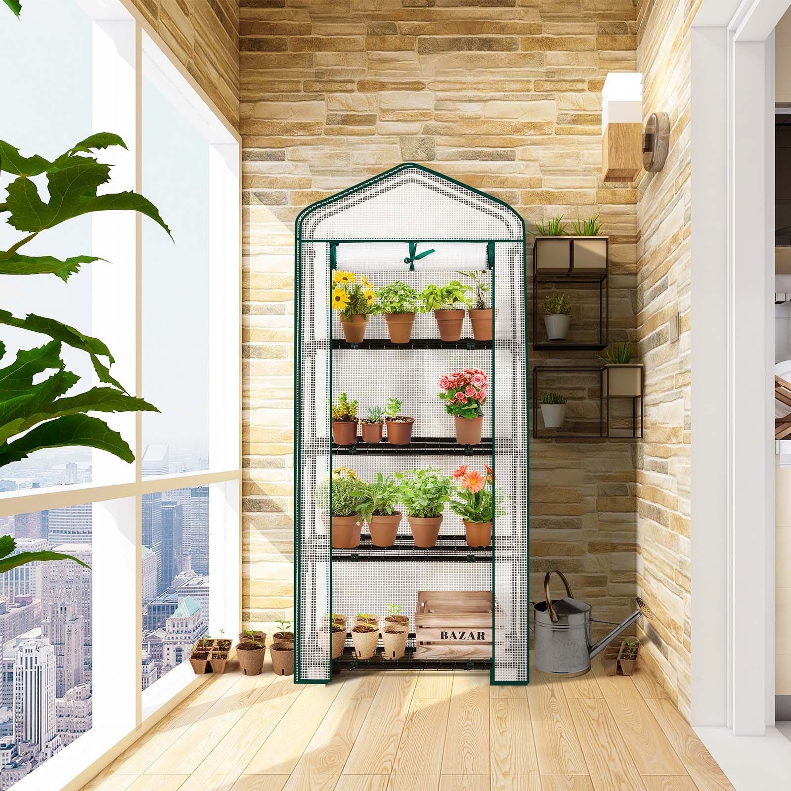 4 Tier Mini Greenhouse Indoor Outdoor Portable Waterproof