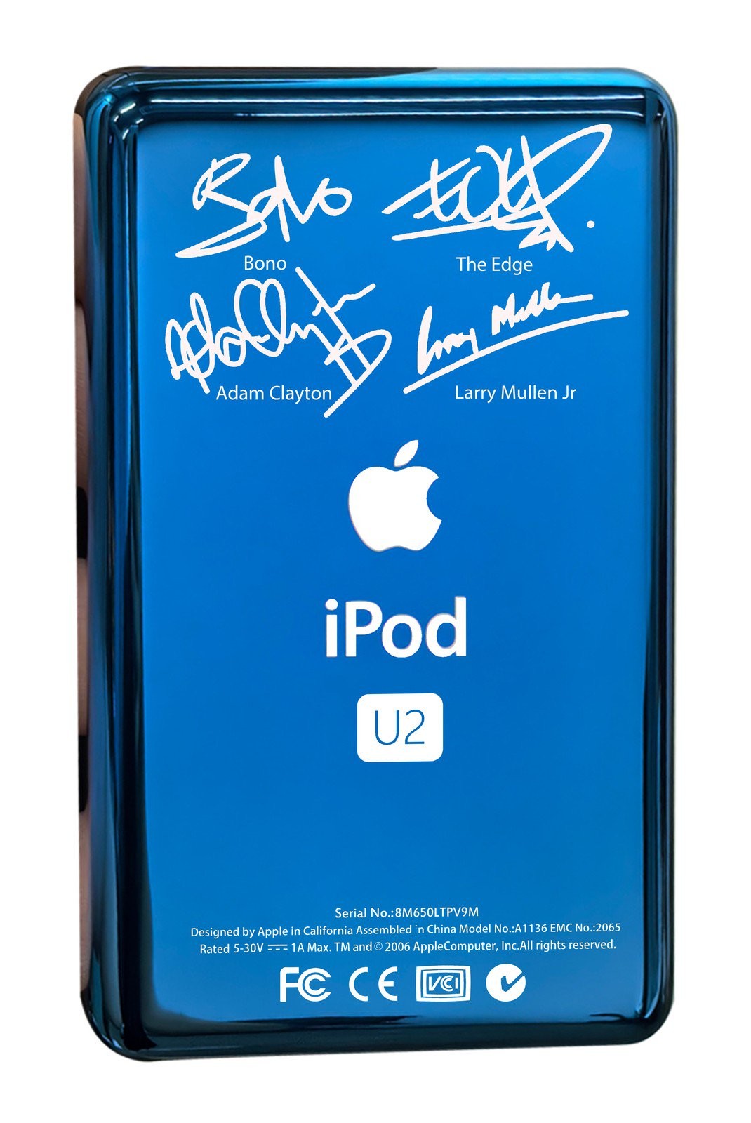 Blue U2 Edition iPod Classic 5th 6th 7th Thin Back Bottom Rear Metal Chrome