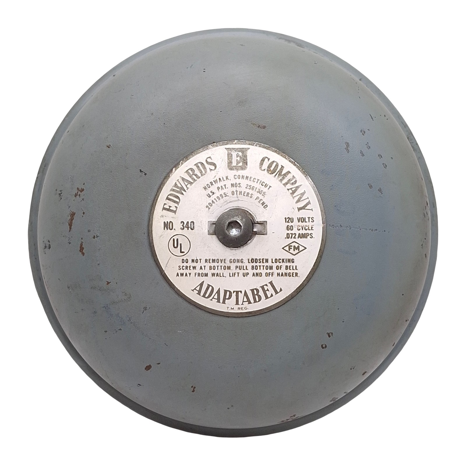 Edwards Signaling 340-6N5 Adaptabel AC Vibrating Bell, ø6in Gong, 120VAC 0.72A