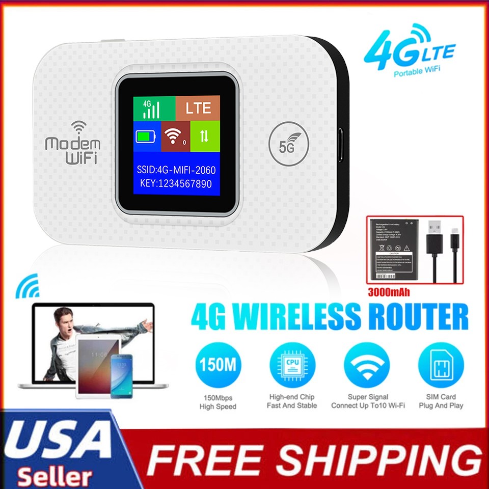 Unlocked 4G LTE Portable WiFi Router - Wireless Hotspot LCD Mobile Broadband