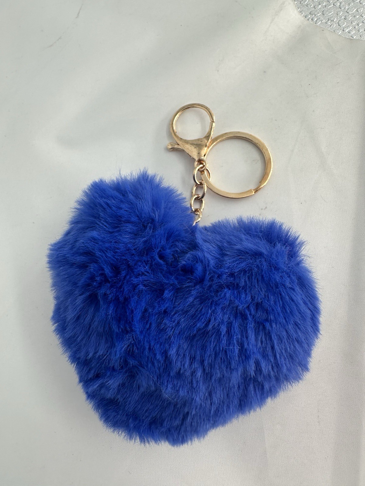 Heart Pom purse keychain - Dark Blue