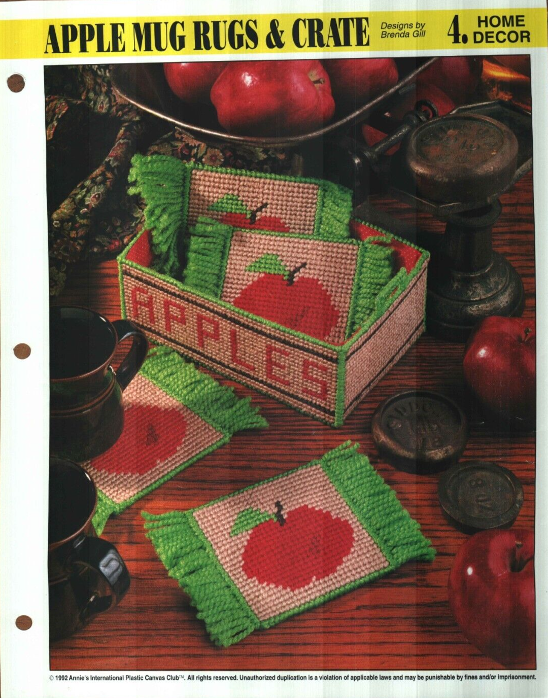NEW APPLE MUG RUGS & CRATE COASTERS ANNIE'S PLASTIC CANVAS PATTERN INSTRUCTIONS