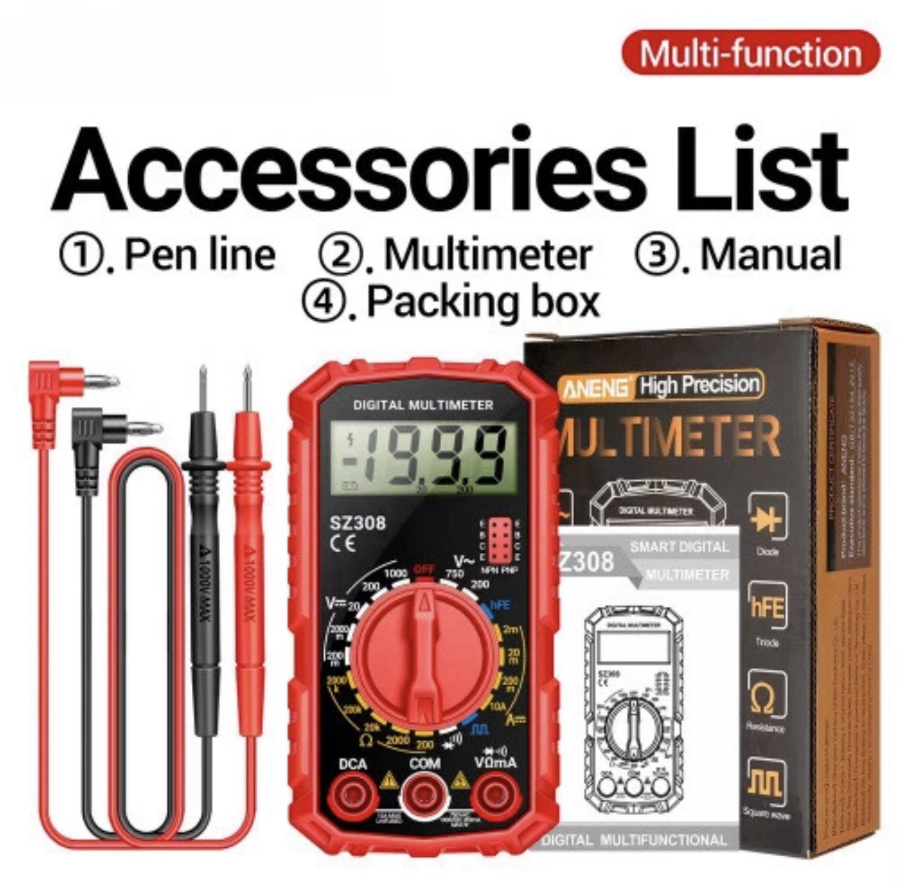 Digital Multimeter AC DC Voltmeter Ammeter Ohmmeter Volt Tester Meter SZ308 USA