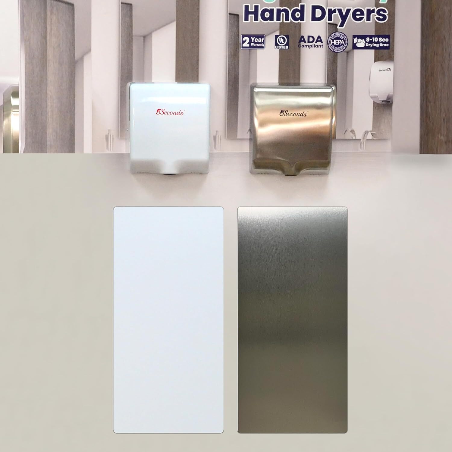 5seconds Double Sided Bathroom Hand Dryer Wall Splash Guard Aluminum Wall Guard