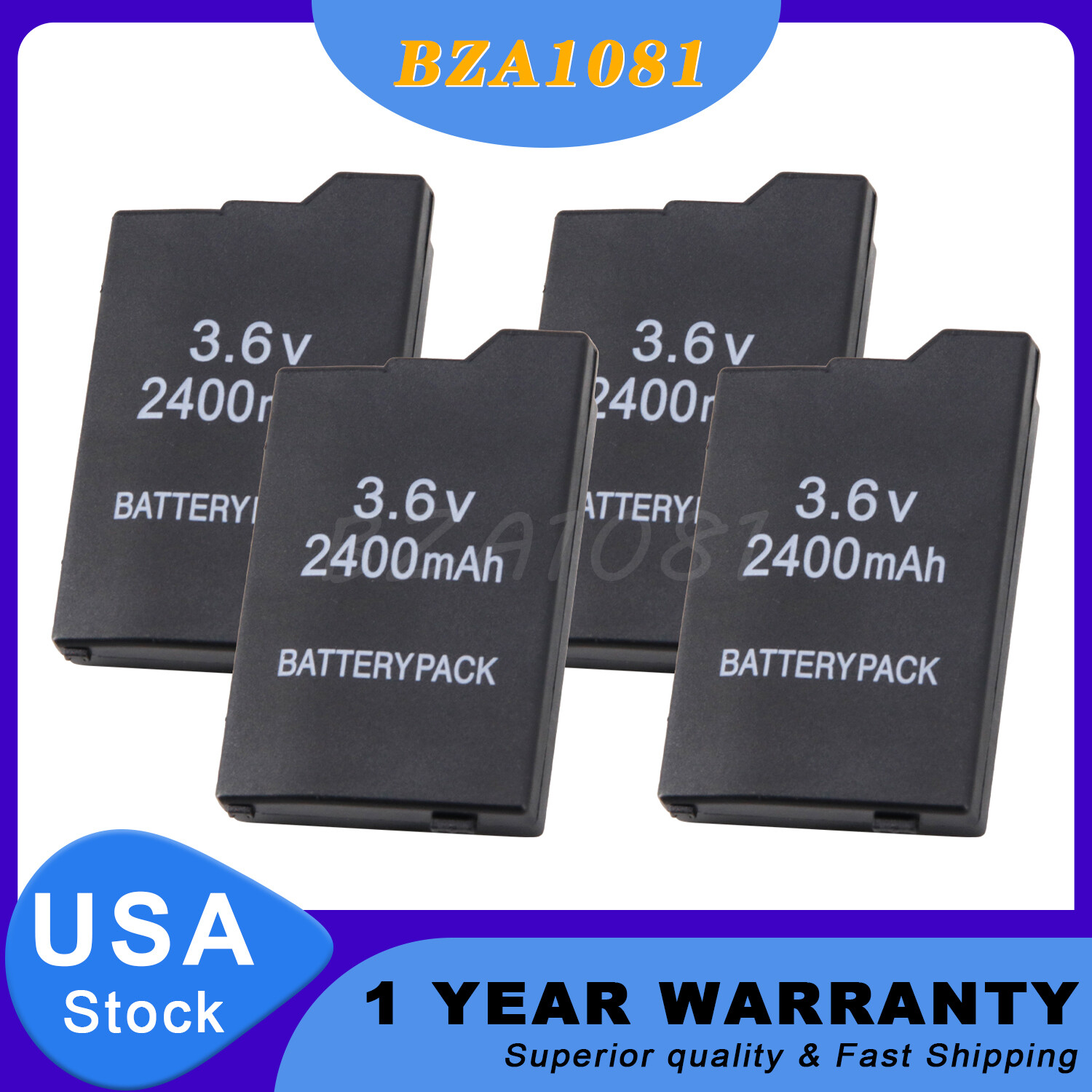 4PCS Rechargeable Replace Battery 2400mAh 3.6V For Sony PSP Slim 2000 2001 3000